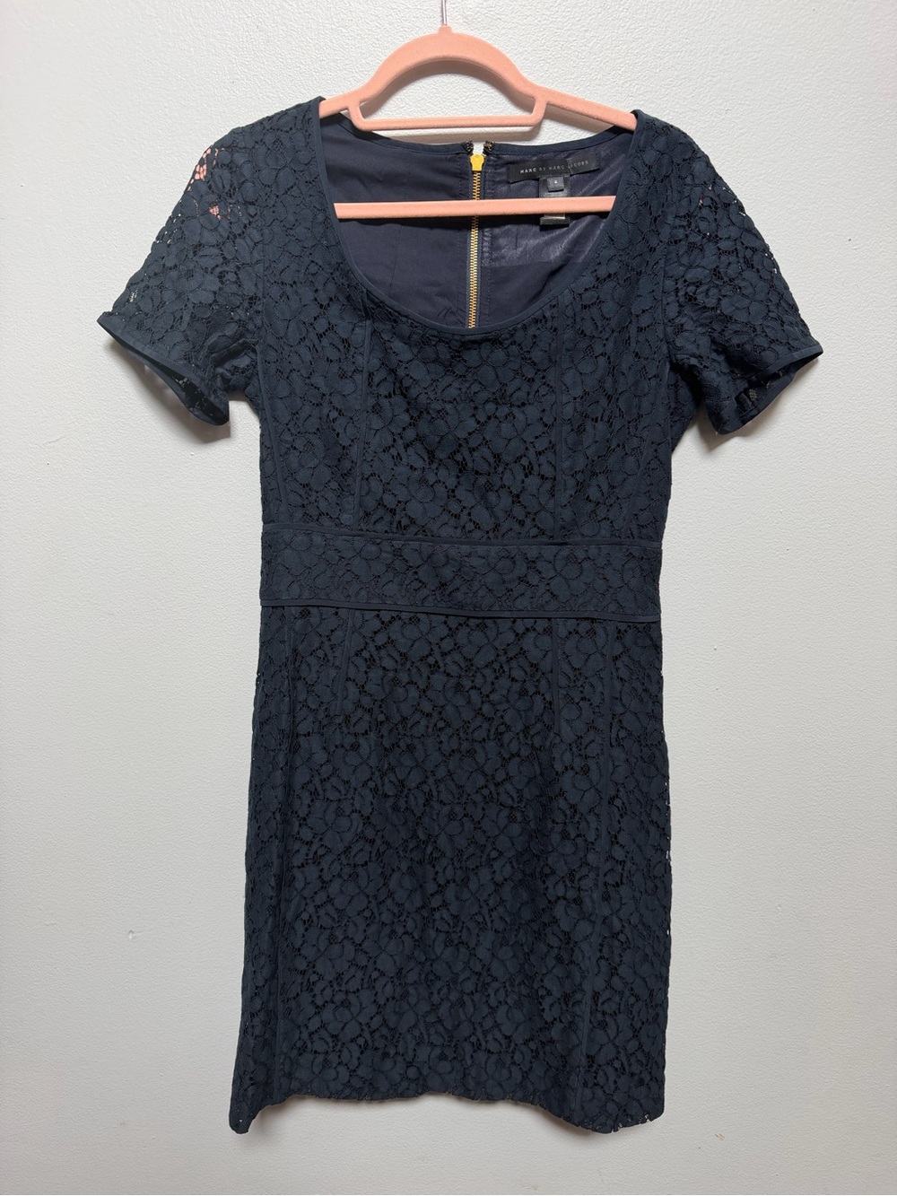 Marc By Marc Jacobs Navy Lace Scoop-Neck Mini Dress